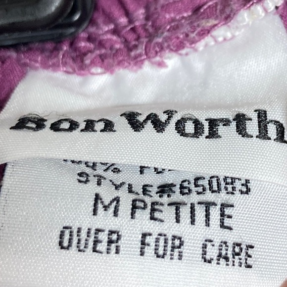 2/$12 Bon Worth Purple Petite Capris Lightweight Flowy - Picture 2 of 8